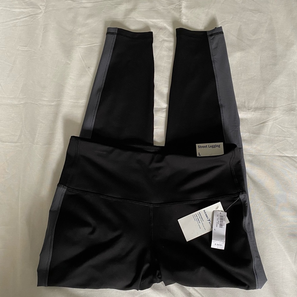 Black Grey Zippered Leggings